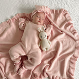Classic Ruffle Baby Blanket - Powder Pink