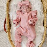 Luna + Luca Ruffle Waffle Set - Dusty Rose