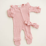 Luna + Luca Ruffle Waffle Set - Dusty Rose