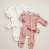 Luna + Luca Ruffle Waffle Set - Dusty Rose