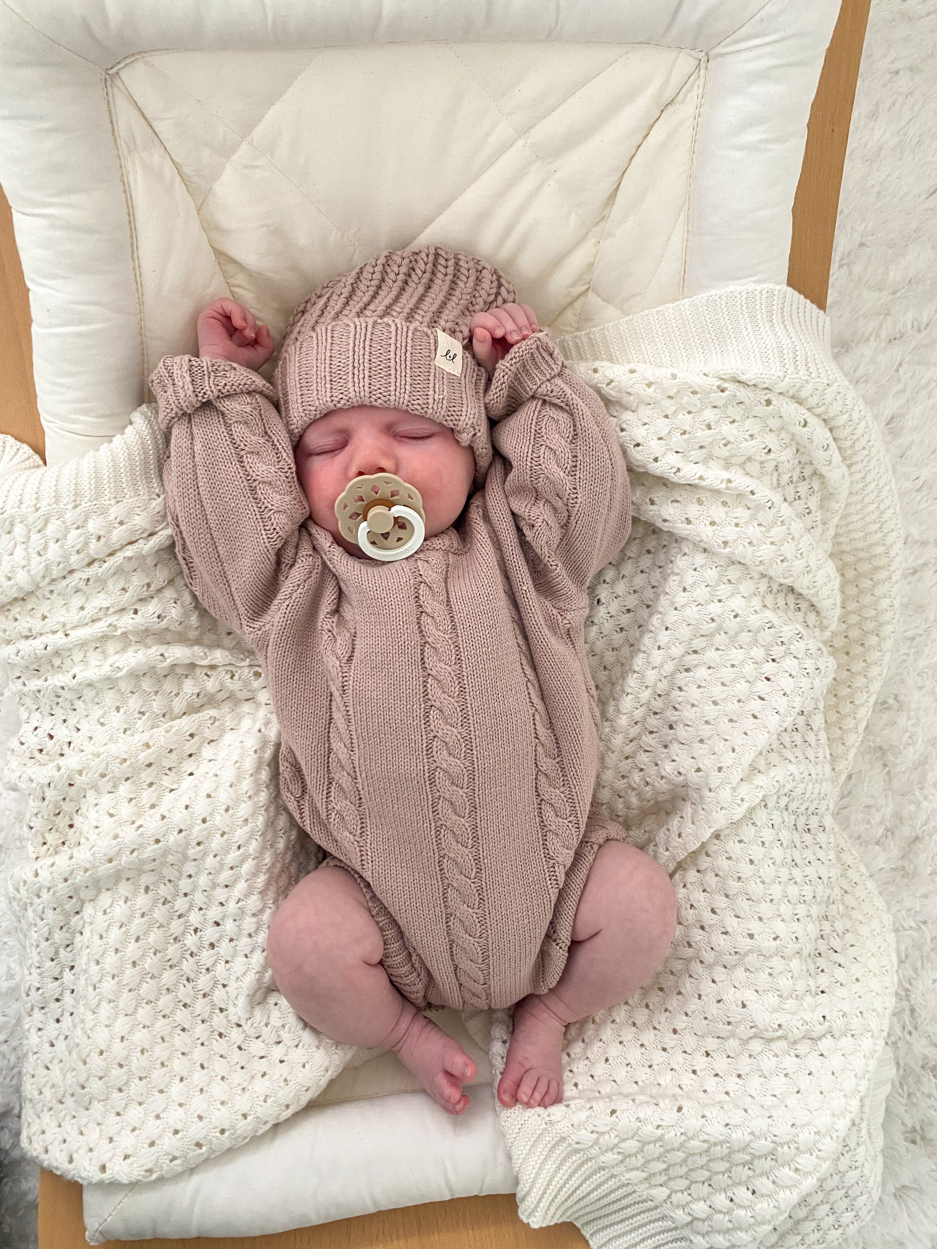 Cable Knit Romper Dusty Petal – Luna Luca