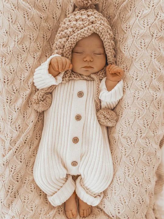 Little B's Chunky Rib Baby Jumpsuit Milk - Main Image