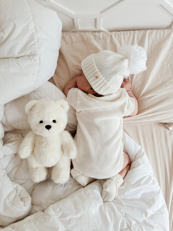 Luna + Luca Pom Beanie - White