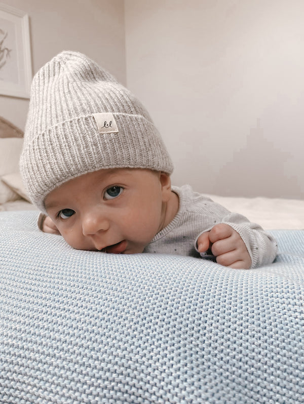 Luna + Luca Merino Wool Baby Beanie - Heather Gray