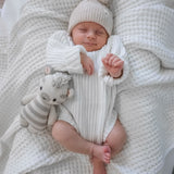 Luna + Luca Cable Knit Pom Beanie - Sand