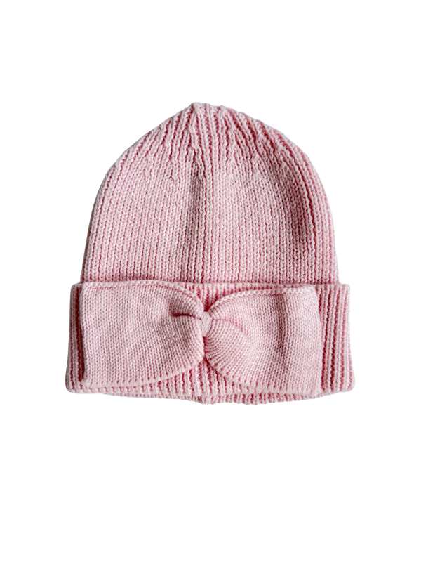 Classic Bow Beanie - Powder Pink