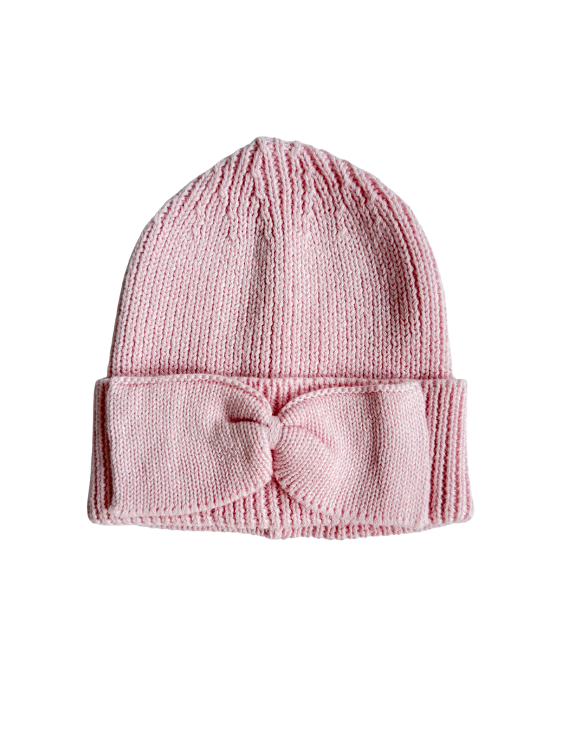 Classic Bow Beanie - Powder Pink