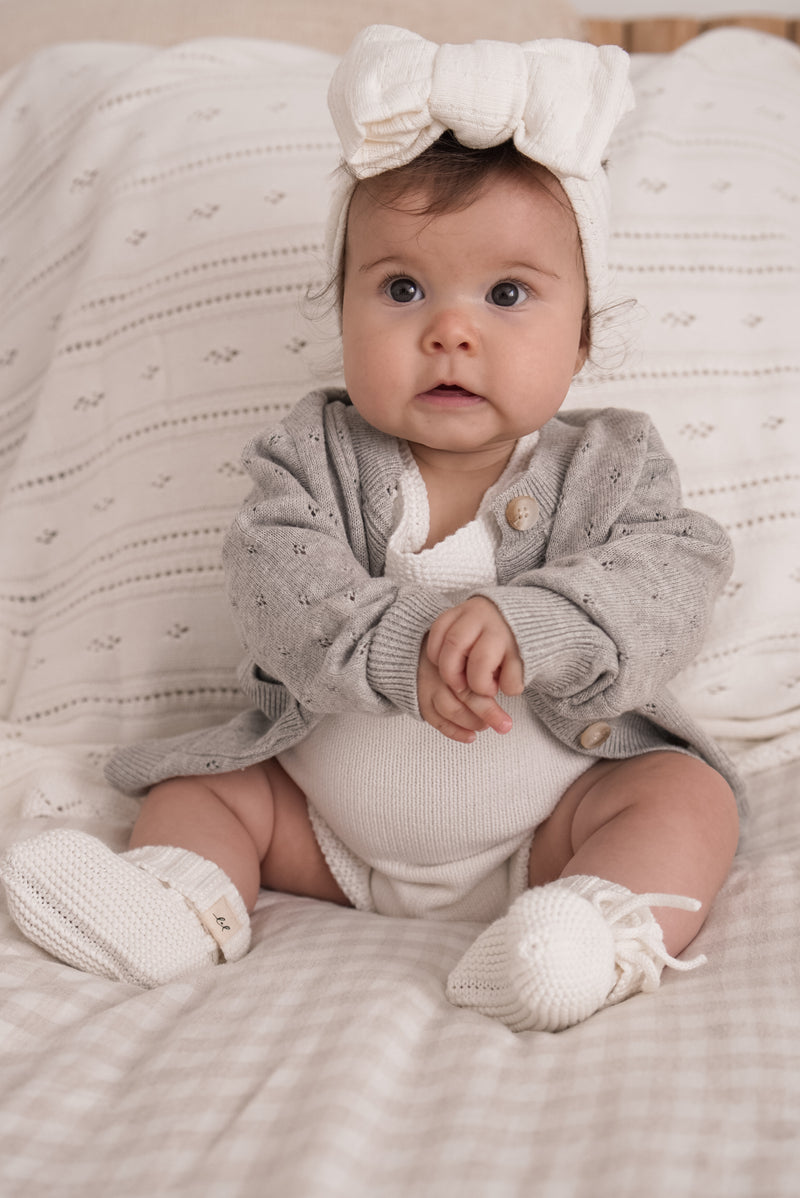 Luna + Luca Knit Bow Headband - Off-White
