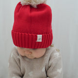 Luna + Luca Pom Beanie - Red