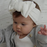 Luna + Luca Pointelle Bow Headband - White