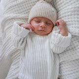 Luna + Luca Cable Knit Pom Beanie - Sand