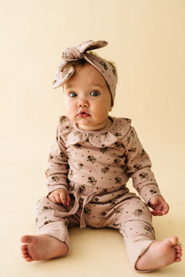 Organic Ruffle Onesie & Pants Set - Rose Ditsy