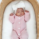 Classic Chunky Knit Jumpsuit - Powder Pink