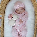 Classic Chunky Knit Jumpsuit - Powder Pink