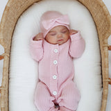 Classic Chunky Knit Jumpsuit - Powder Pink