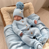 Classic Chunky Knit Jumpsuit - Powder Blue