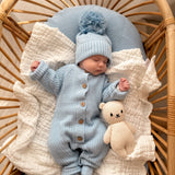 Classic Chunky Knit Jumpsuit - Powder Blue