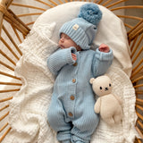Classic Chunky Knit Jumpsuit - Powder Blue