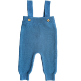High-Waisted Knit Suspenders - Denim Blue