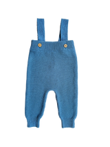High-Waisted Knit Suspenders - Denim Blue