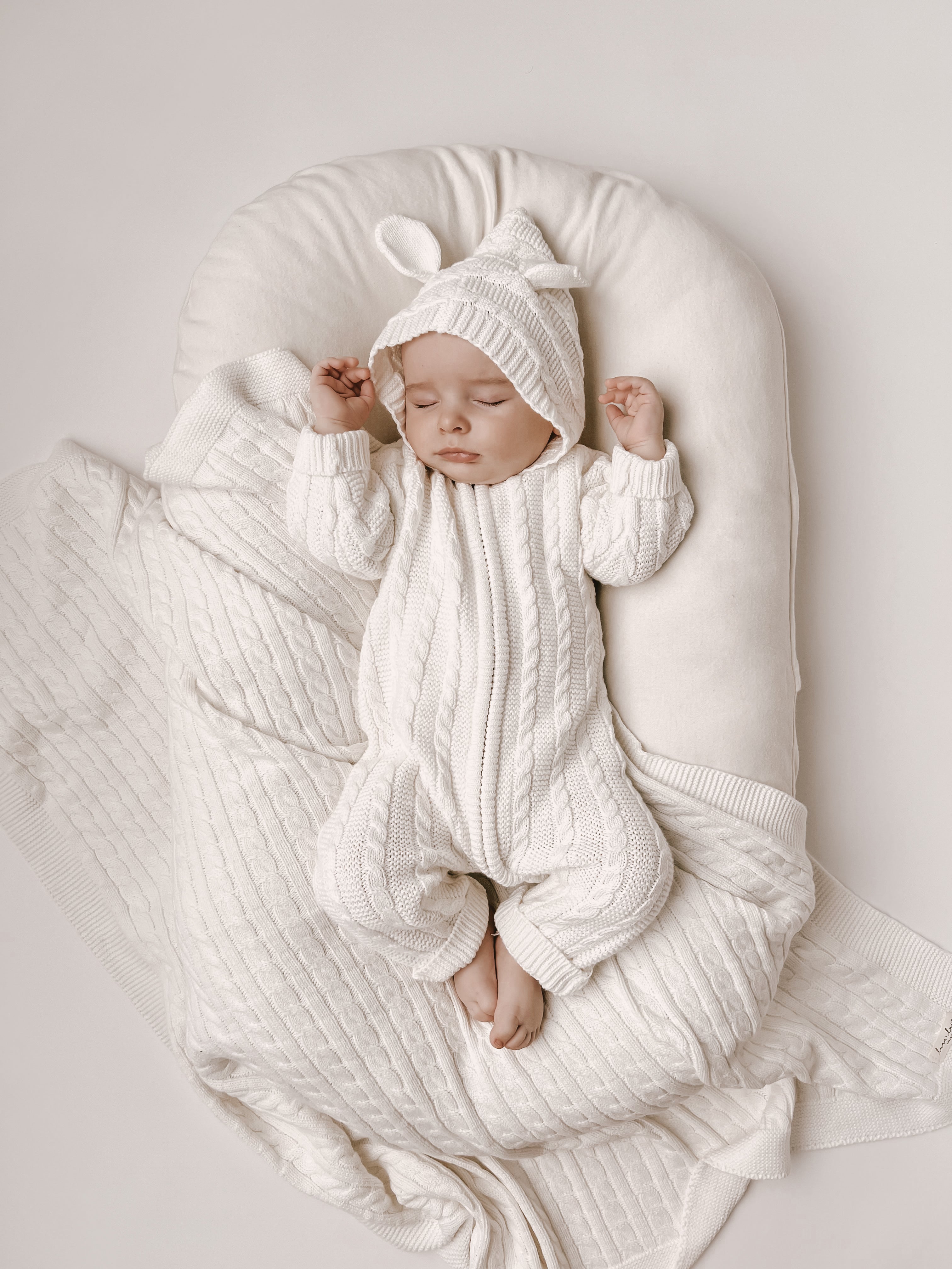 Luna + Luca Baby Bear Jumpsuit - White