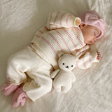 Knit Striped Pants  - Powder Pink Stripes