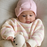 Classic Bow Beanie - Powder Pink