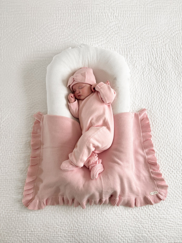 Classic Ruffle Baby Blanket - Powder Pink