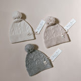Luna + Luca Cable Knit Pom Beanie - Off-White