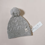 Luna + Luca Cable Knit Pom Beanie - Heather Gray