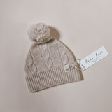 Luna + Luca Cable Knit Pom Beanie - Sand