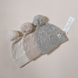Luna + Luca Cable Knit Pom Beanie - Off-White