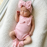 Oversized Bow Romper - Powder Pink