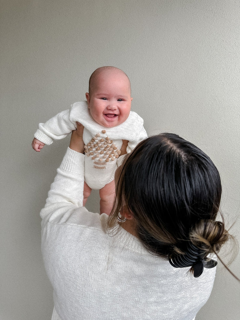 Ziggy Lou Neutral Christmas Tree Romper
