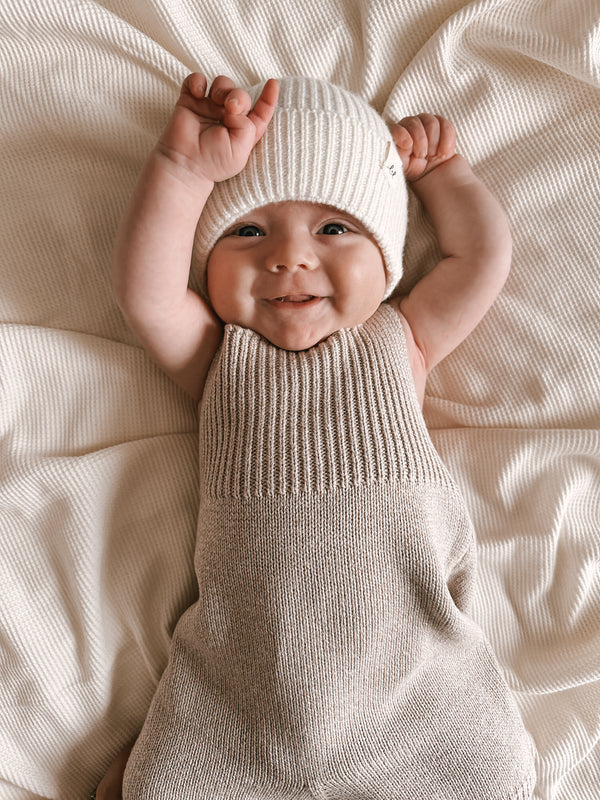 Luna + Luca Merino Wool Baby Beanie - Off-White