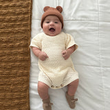 Crochet Knit Romper - Cream