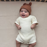 Crochet Knit Romper - Cream