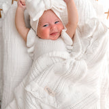 Pointelle Baby Blanket - White