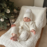 Wide Rib Knit Jumpsuit - White