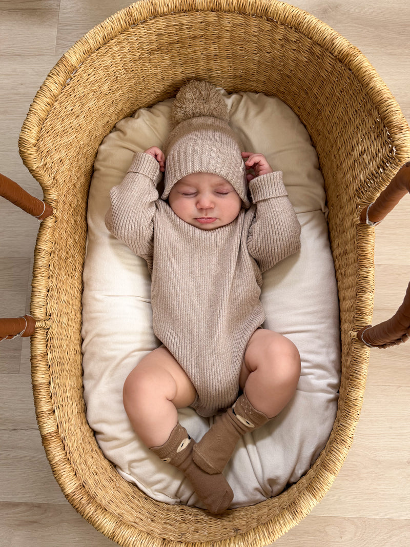 Baby Rib Bodysuit - Heather Beige