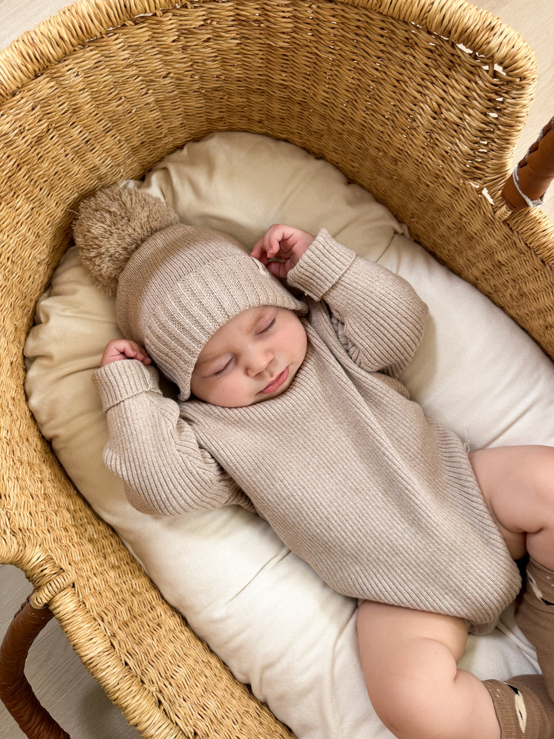 Baby Rib Bodysuit - Heather Beige