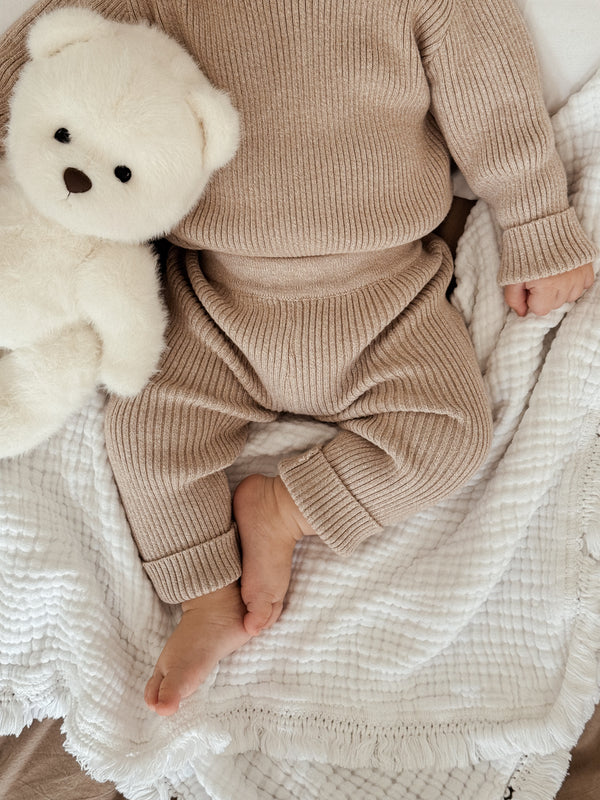 Baby Rib Leggings - Heather Beige