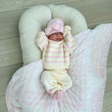 Knit Striped Pants  - Powder Pink Stripes