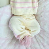 Knit Striped Pants  - Powder Pink Stripes
