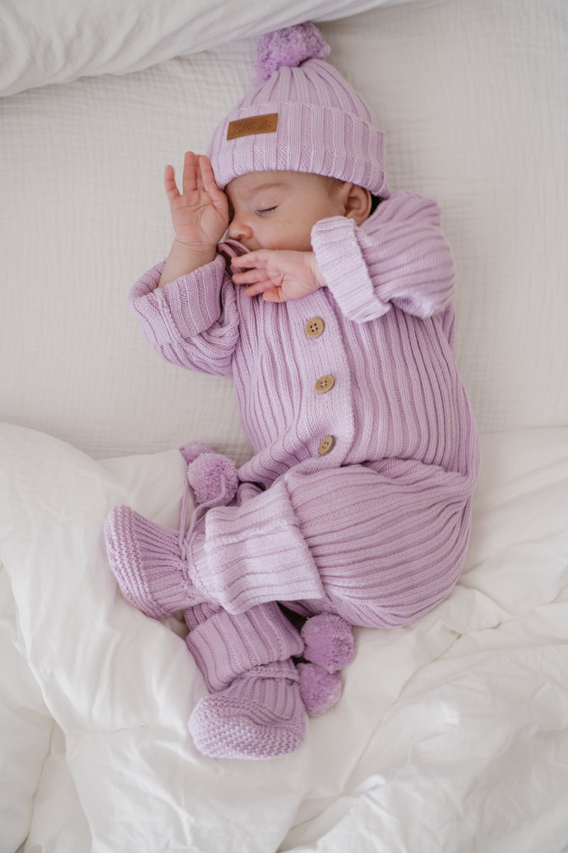 Little B's Chunky Rib Baby Jumpsuit - Violet