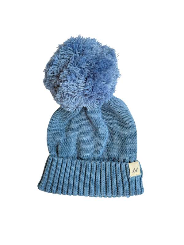 Luna + Luca Pom Beanie - Denim Blue