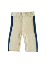 Knit Striped Pants  - Cream & Denim Blue