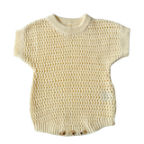 Crochet Knit Romper - Cream