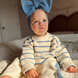 Classic Bow Headband - Denim Blue