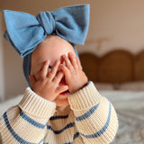 Classic Bow Headband - Denim Blue
